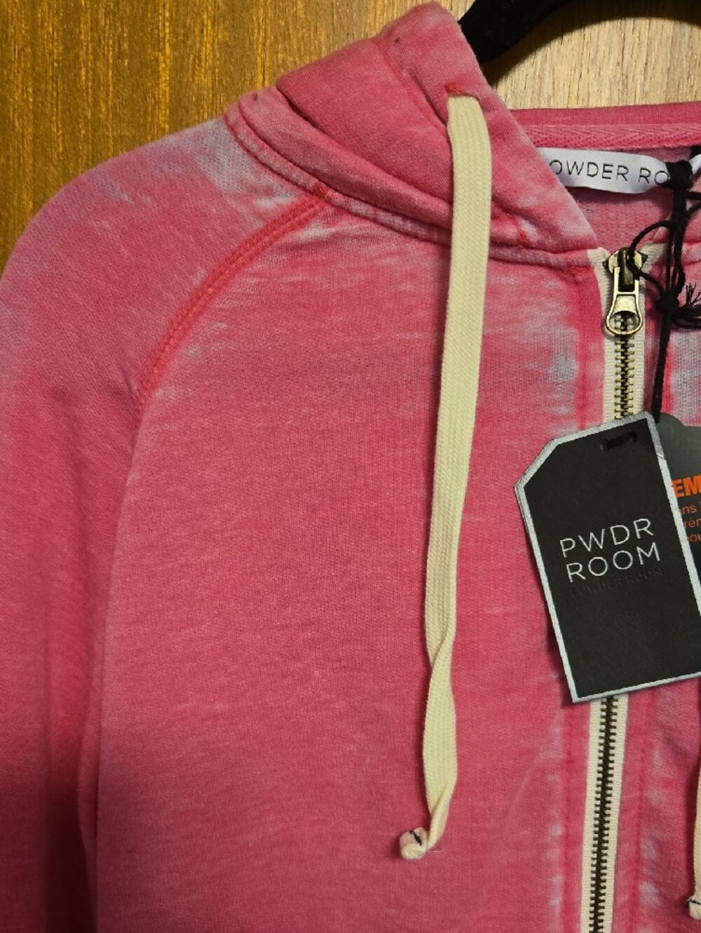 NWT Vintage Y2K Powder Room Pink Mineral Wash Full-Zip Hoodie - Size M - Picture 4 of 6